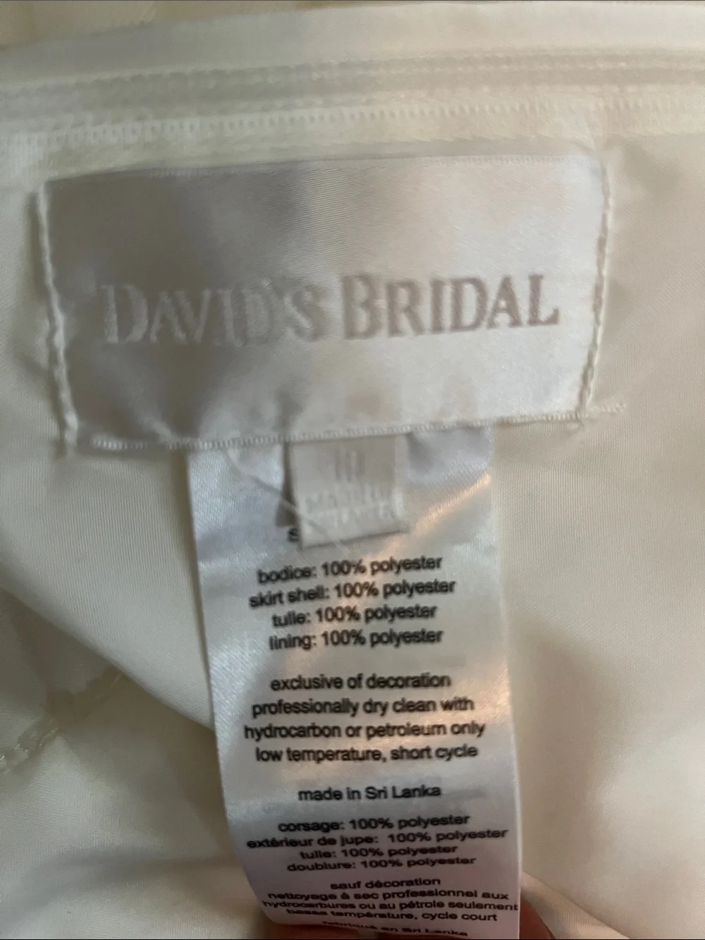 David's Bridal Cream Girls Tulle Dress with Lace Cap Sleeves - Picture 6 of 12